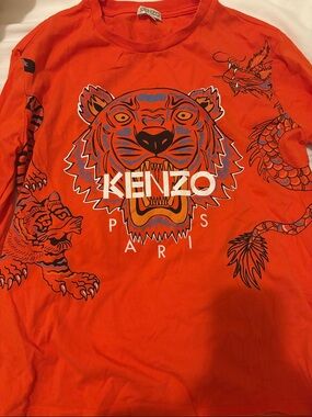 Kenzo Orange Tiger Graphic Long-Sleeve Tee
